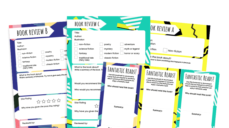 Book review templates pack for KS1 and KS2