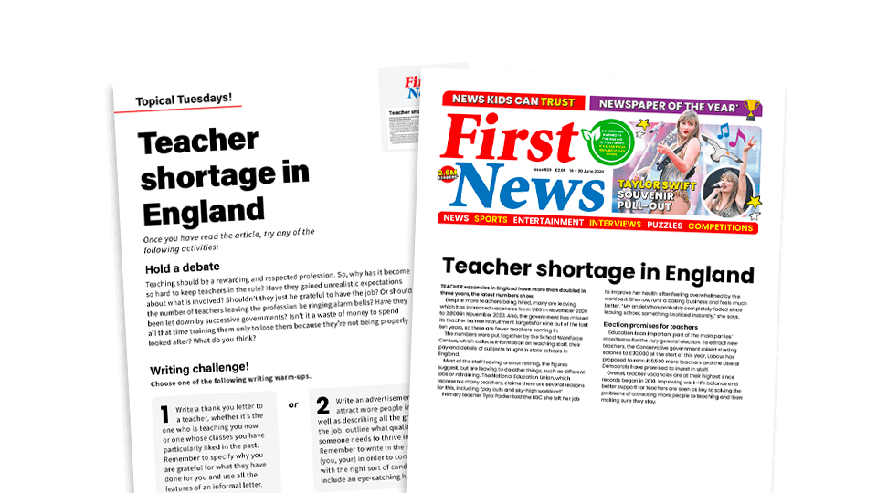 image of Teacher Shortage in England – Topical Tuesdays Activities from First News