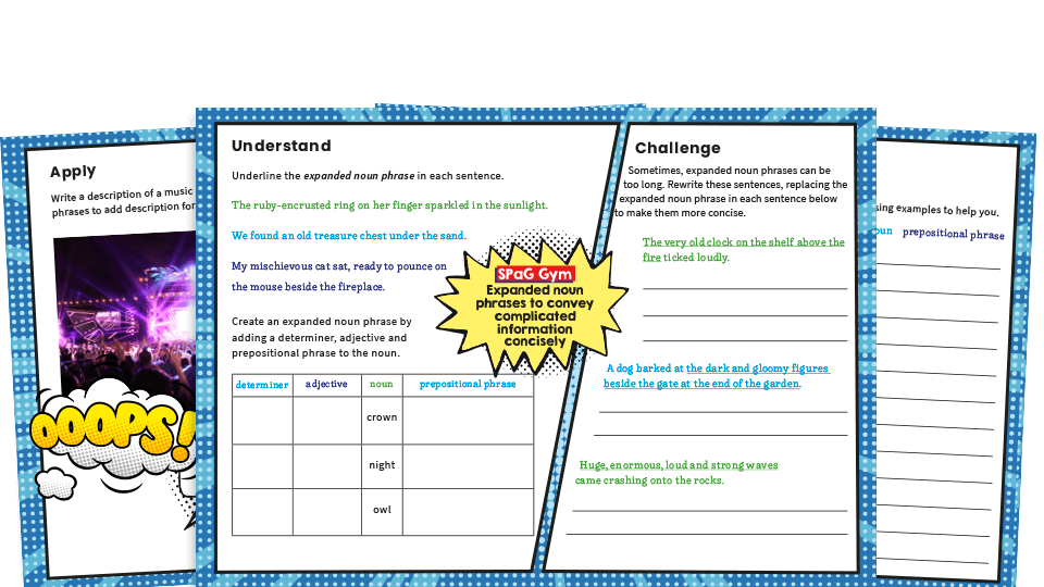 image of Expanded noun phrases KS2 – Year 6 worksheets