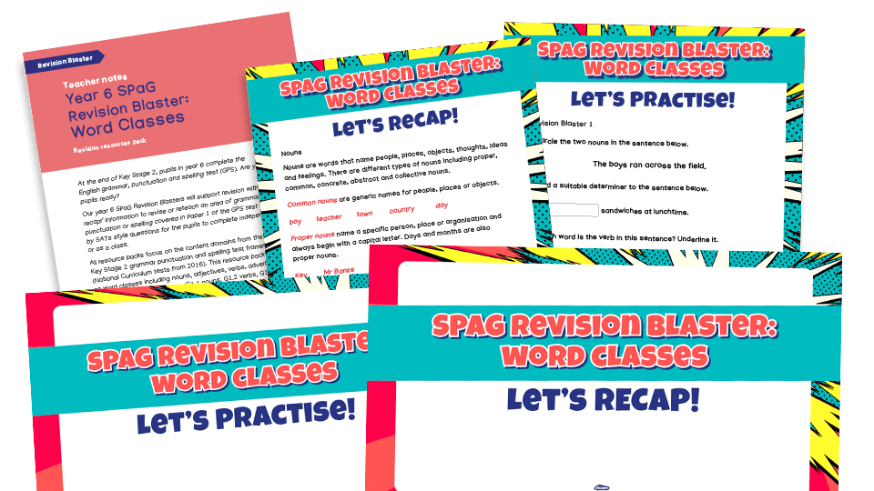 Word Classes KS2 SATs SPaG Revision Blaster Plazoom