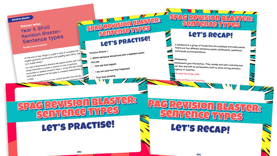 KS2 SATs SPaG Revision Blaster Sentence Types statement Exclamation 