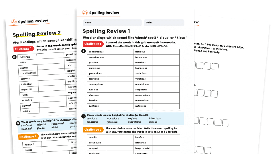 Year 5 Spelling Revision Challenge Sheets | Plazoom