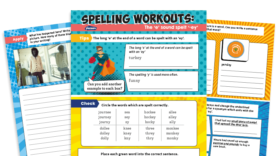 Year 2 Long e Sound Spelt ey At The End Of Words Spelling 