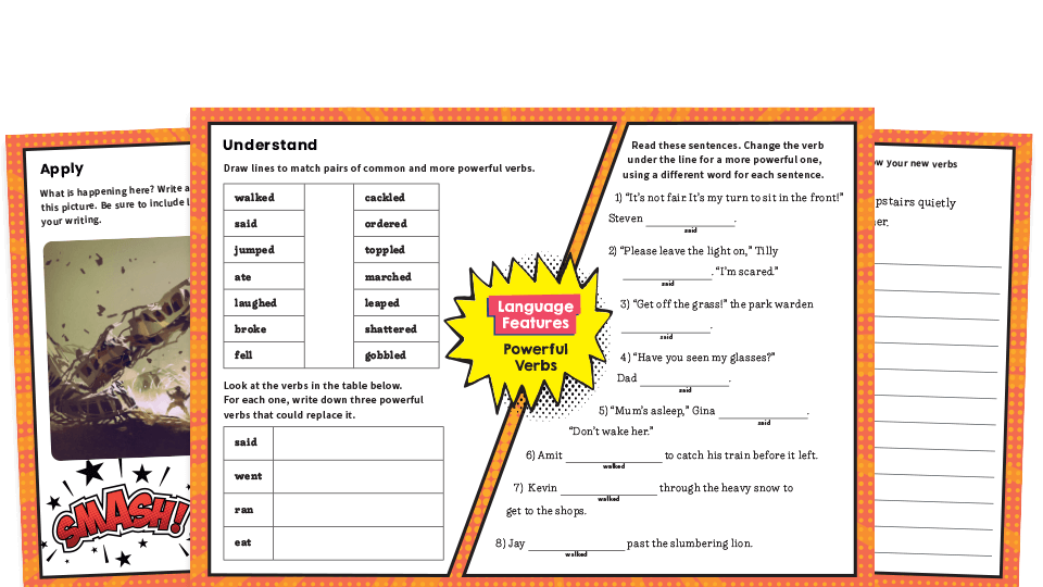 Powerful Verbs – KS2 Features of Writing Worksheets