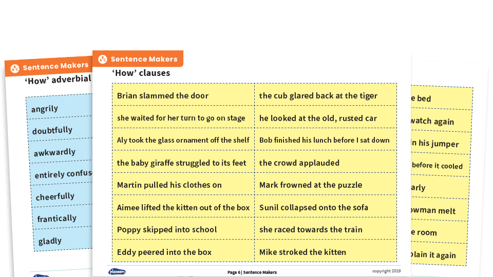 Year 4 Fronted Adverbials KS2 Sentence Makers Grammar Game Plazoom