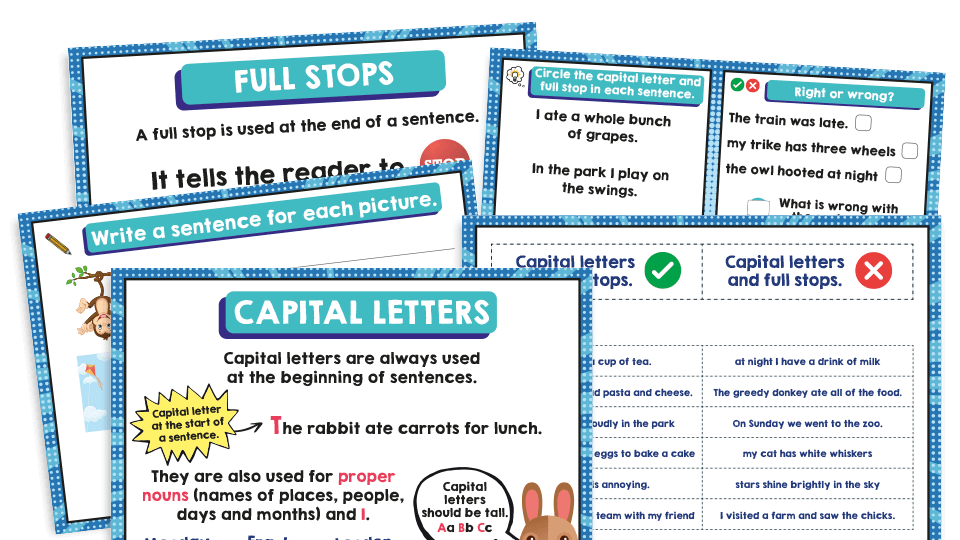 Year 1 Capital Letters And Full Stops KS1 Grammar Activities Pack 