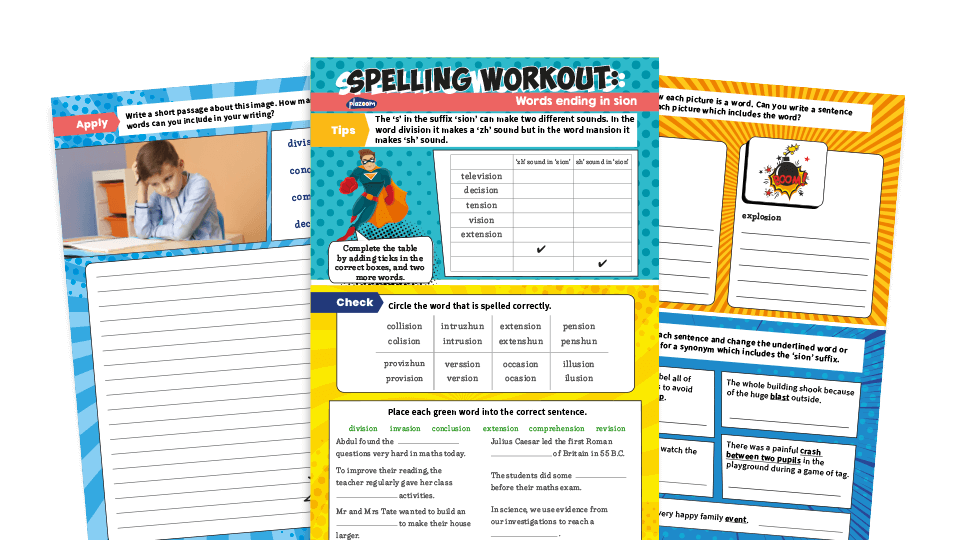 Words Ending In Sion KS2 Spelling Worksheets Plazoom