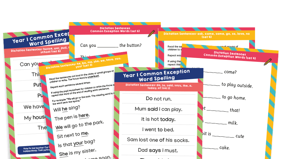 Year 1 CEW Dictation Sentences Common Exception Words Sentences And Worksheets Plazoom