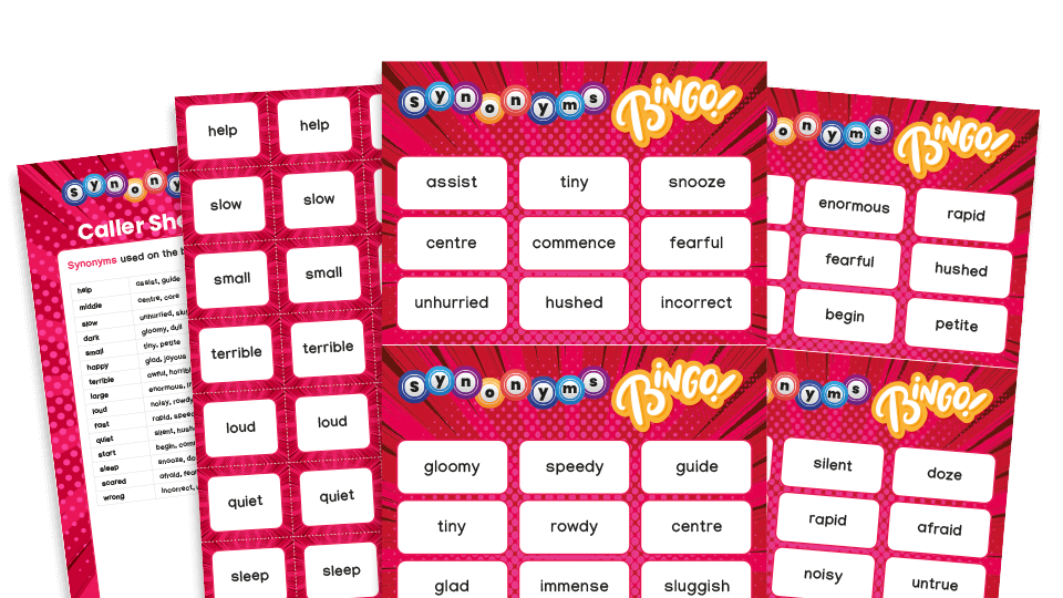 Year 3/4 Synonyms Bingo – KS2 Grammar Games | Plazoom