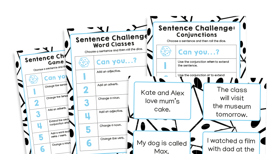 Year 2 Sentence Editing Challenge Dice Game Ks1 Grammar Games Plazoom