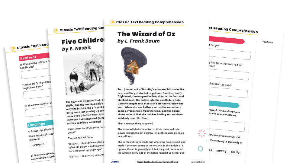 Ks2 Reading Comprehension Classic Literature Texts The Wizard Of Oz Five Children And It And The Wind In The Willows Plazoom