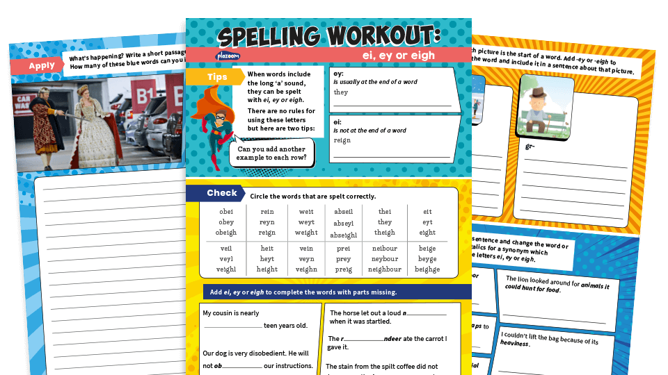 year 3 and 4 ei ey or eigh words worksheets ks2