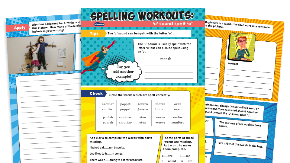 Year 2 U Sound Spelt O Spelling Worksheets Ks1 Spag Workouts Plazoom