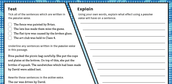 passive and active voice year 6 worksheets