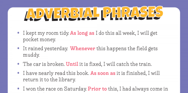 KS2 Adverbial Phrases – Model Sentences for Reference, Display and