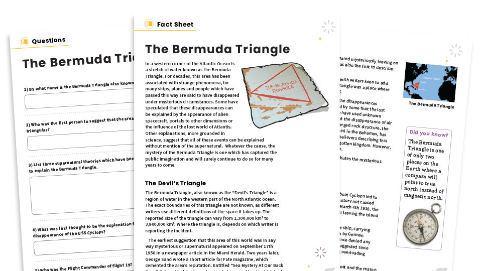 The Mystery Of The Bermuda Triangle Ks2 Reading Comprehension Worksheets Unexplained Mysteries Plazoom