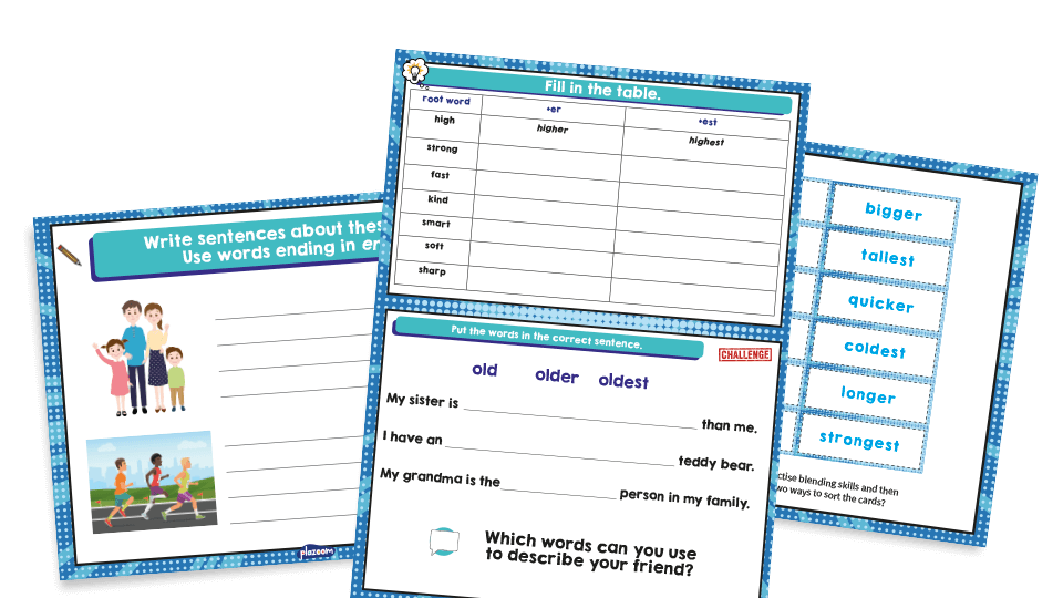 Er And Est Suffix Year 1 Grammar Worksheets Lesson Pack Plazoom