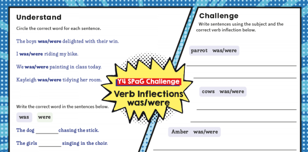  Year 4 Verb Inflections Was Were KS2 SPaG Challenge Mat Plazoom