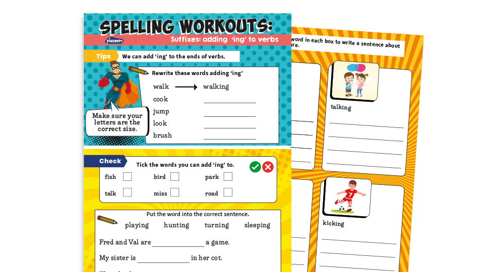 -ing Suffix Year 1 Spelling Worksheets | Plazoom