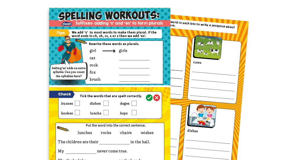 Year 1 Plurals Worksheets Ks1 Adding The Suffixes S And Es To Words Plazoom