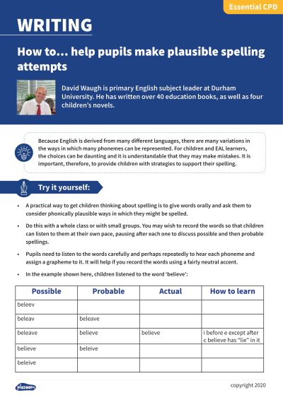 Image for cpd guide - How to... help pupils make plausible spelling attempts