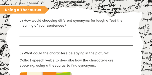 Thesaurus skills - speech: Year 5 and Year 6 worksheets 3 | Plazoom