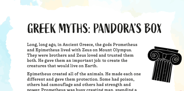 Greek Myths (Pandora s Box) Key Stage 2 Text Types: Writing Planners
