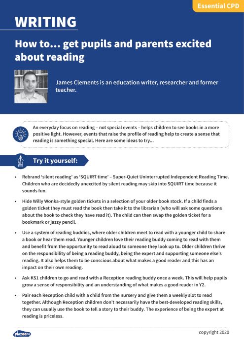 get pupils and parents excited about reading CPD | Plazoom