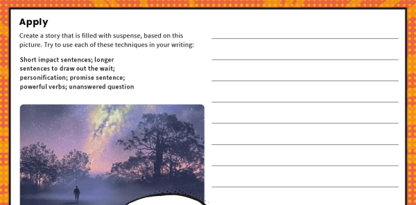 Creating Suspense – KS2 Writing Features Challenge Mat Worksheets | Plazoom