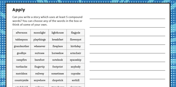 year 2 compound words spag worksheets plazoom