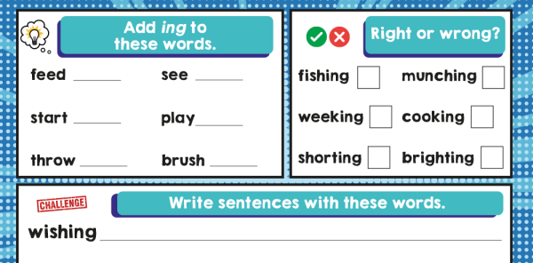 -ing Suffix Year 1 Grammar Worksheets Lesson Pack | Plazoom