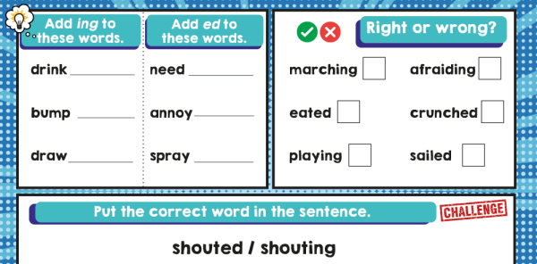 -ed And -ing Suffix Year 1 Grammar Worksheets Lesson Pack 